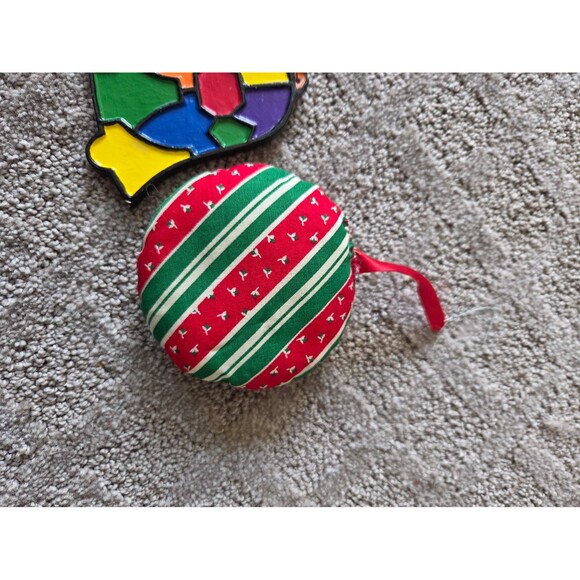 Vintage Handmade Christmas Ornaments – Stained Glass Bell & Fabric Ball - Picture 3 of 3
